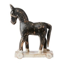 TROJA HORSE ON WHEELS BLACK WOOD - DECOR OBJECTS